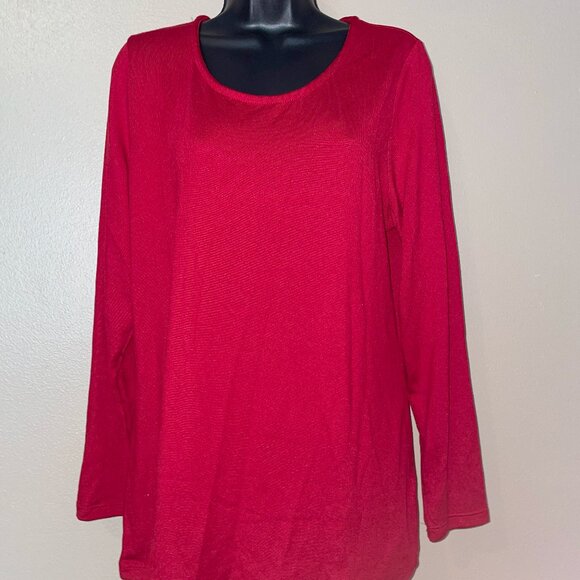 A518397** Sport Savvy Brushed Soft Jersey Scoop Neck Long Sleeve - Picture 1 of 3